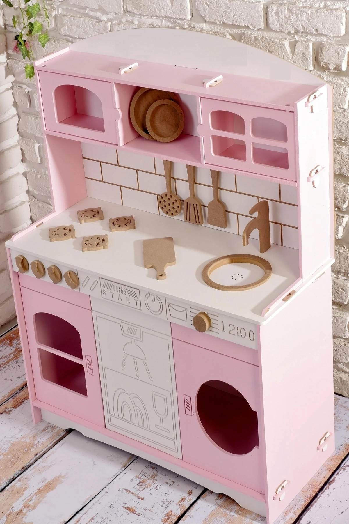 Boyalı Ahşap Oyuncak Mutfak Servis Seti