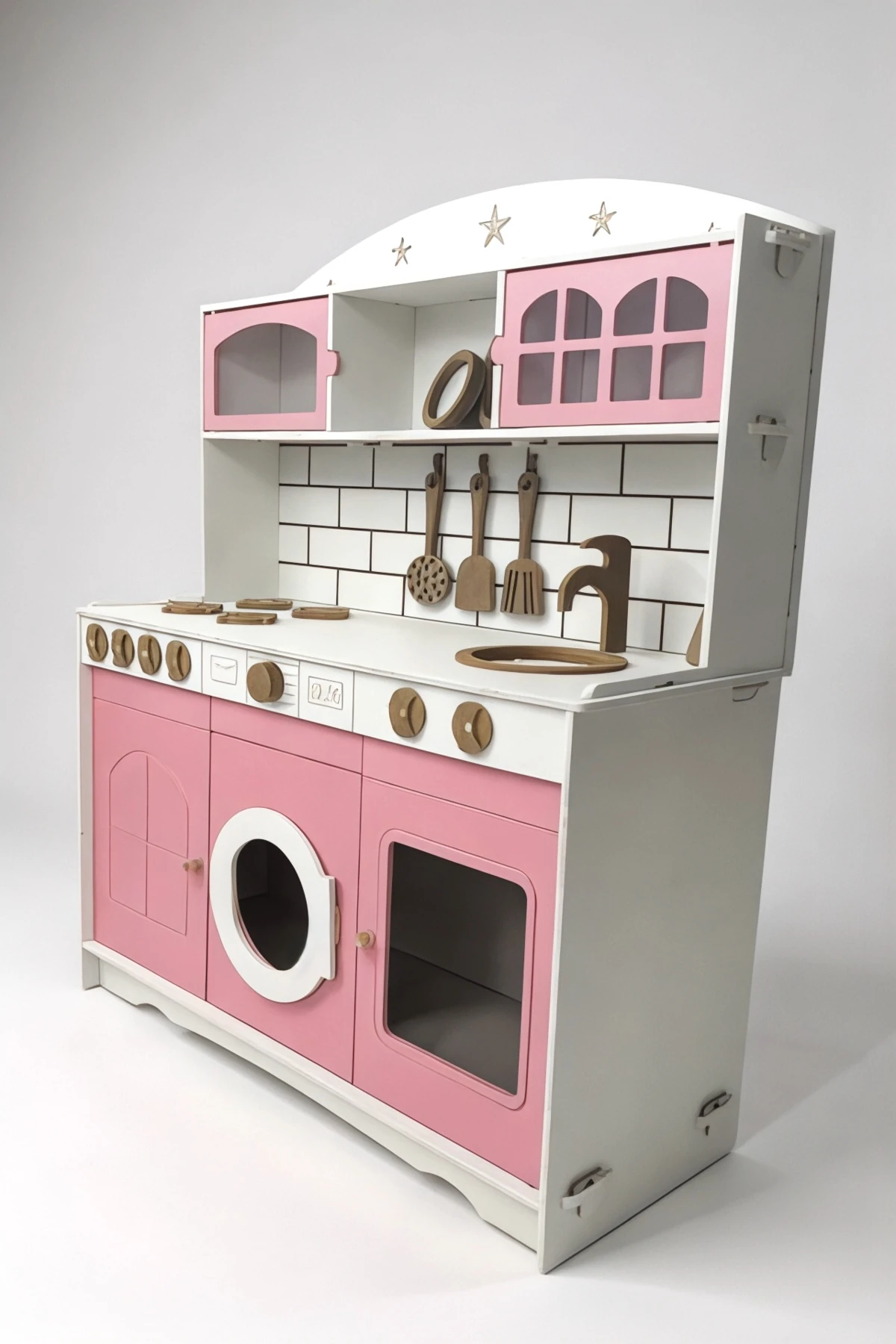 Boyalı Ahşap Oyuncak Mutfak Servis Seti