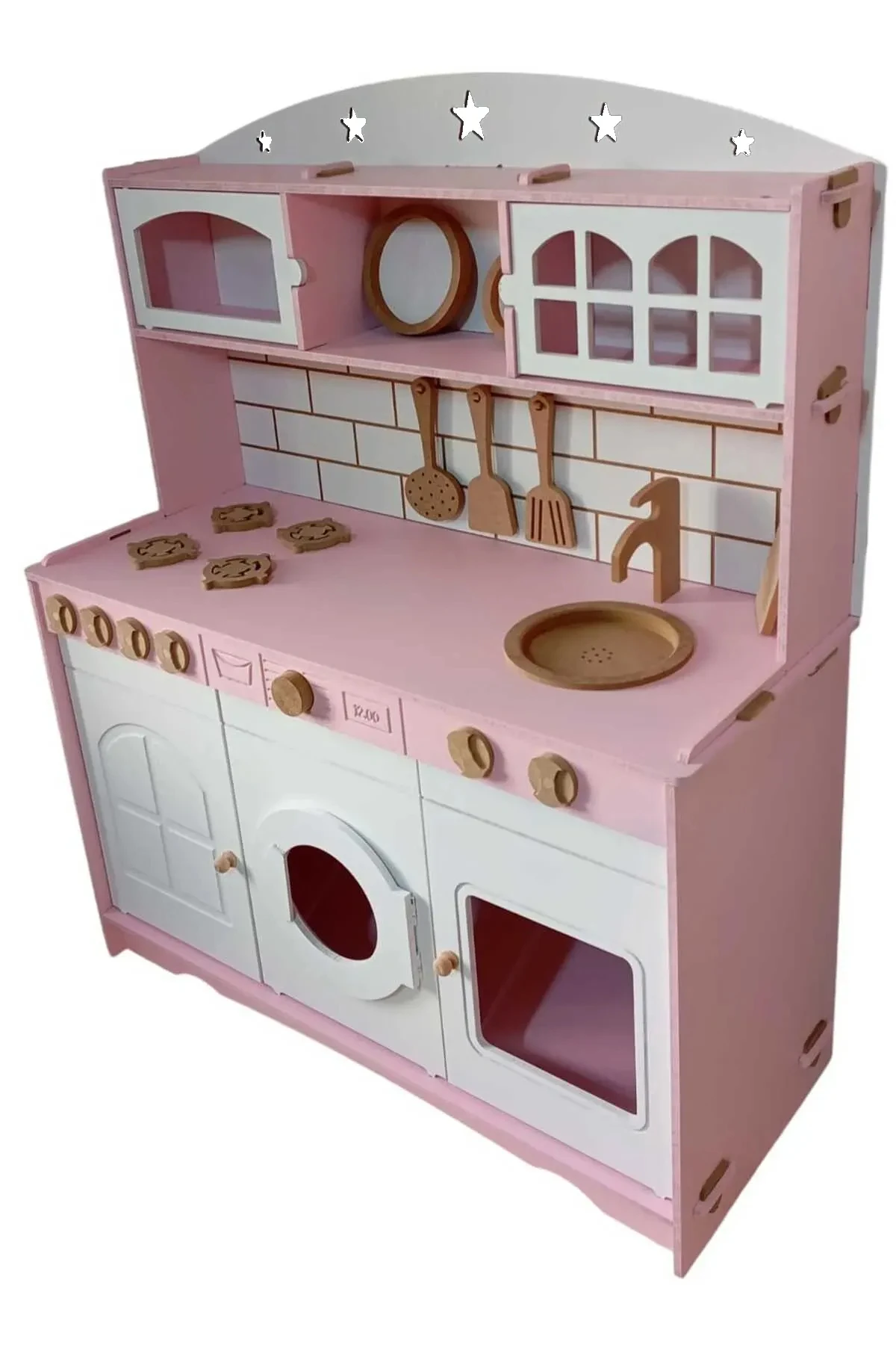 Boyalı Ahşap Oyuncak Eğlence Mutfak Seti