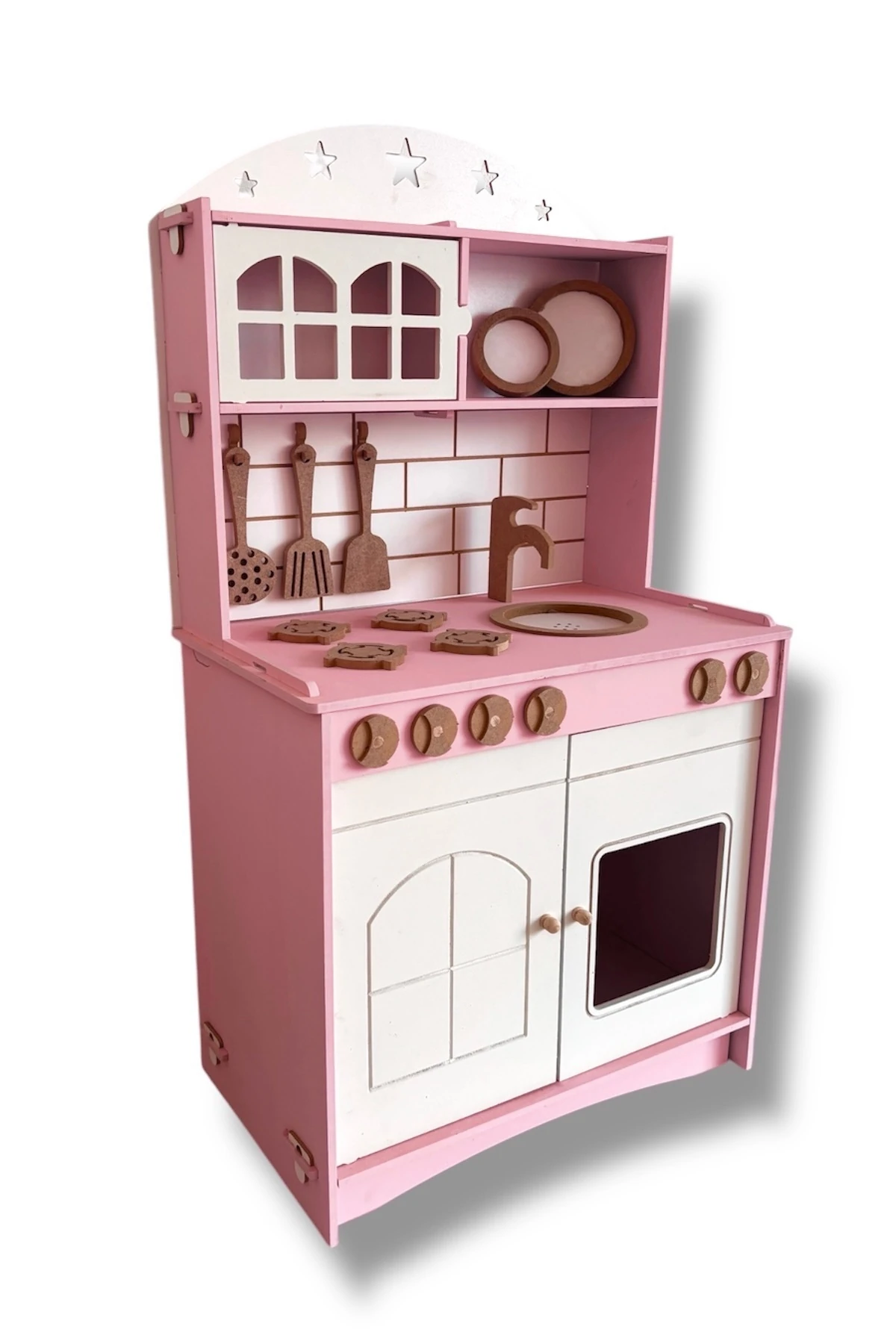 Pembe Boyalı 2 Kapaklı Oyuncak Mutfak Ekonomik Seri