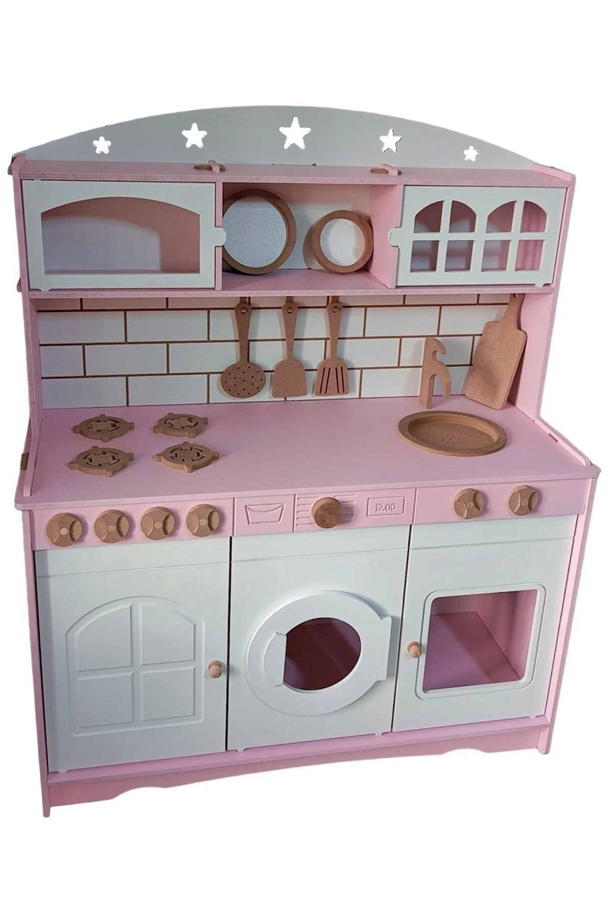 Boyalı Ahşap Oyuncak Eğlence Mutfak Seti