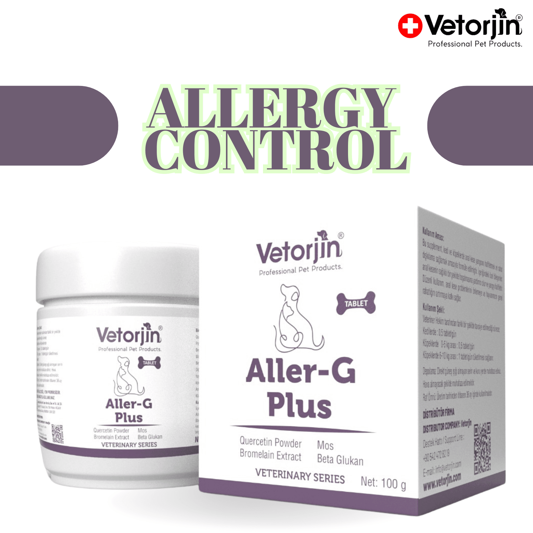 Vetorjin Kedi ve Köpekler İçin Allergy Control Ödül Maması 100 gr