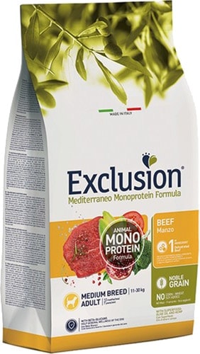 Exclusion Monoprotein Sığır Etli Düşük Tahıllı Orta Irk Yetişkin Köpek Maması 12 kg