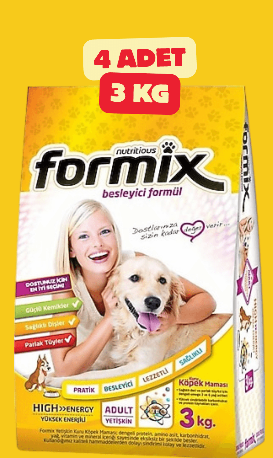 Formix High Energy Yetişkin Köpek Maması 4 Adet 3 Kg Avantaj Paket