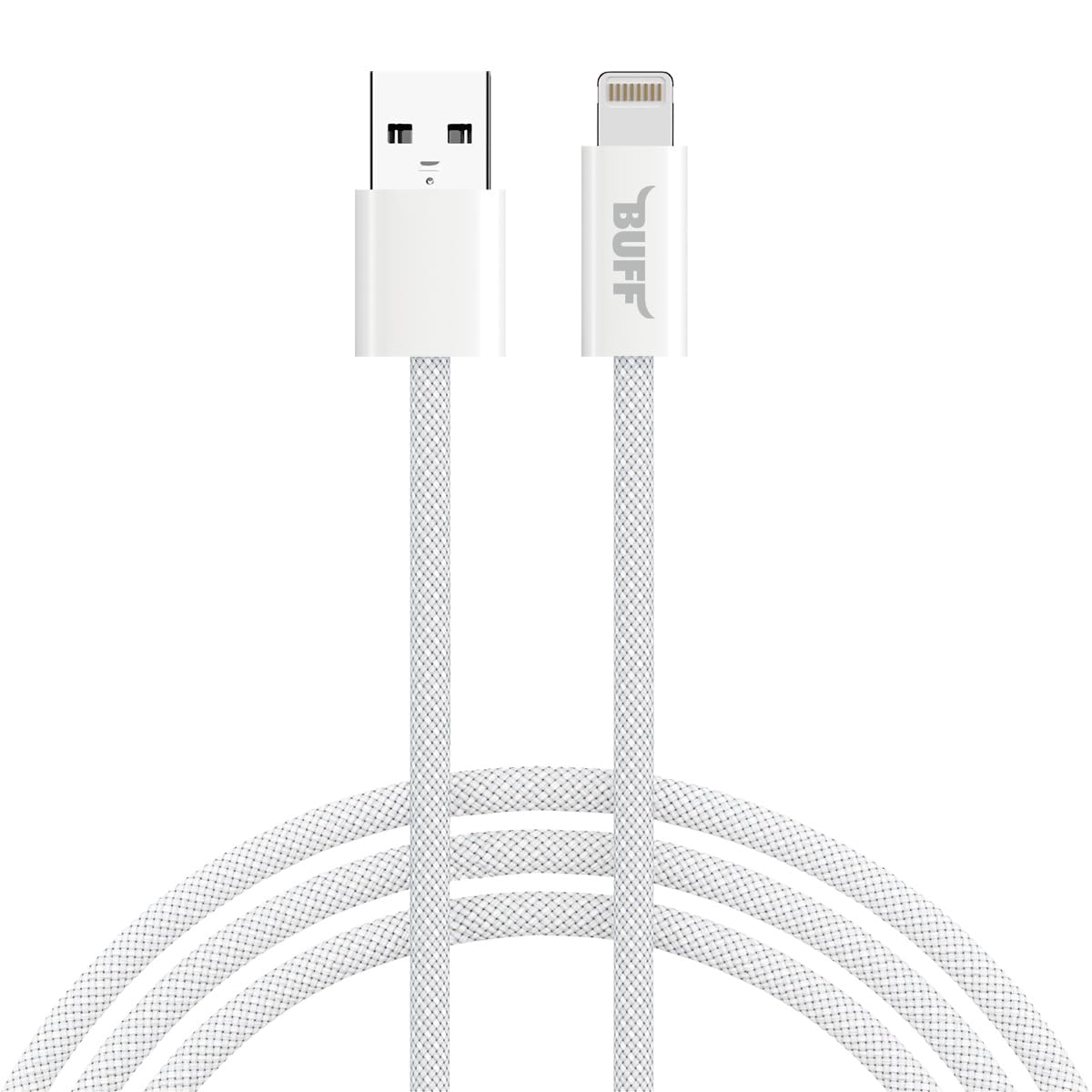 Buff, BL74 Örgülü 3A .2M Data ve Şarj Kablosu, Bükülmeye Dayanıklı, Hızlı Şarj, USB Lightning, Beyaz