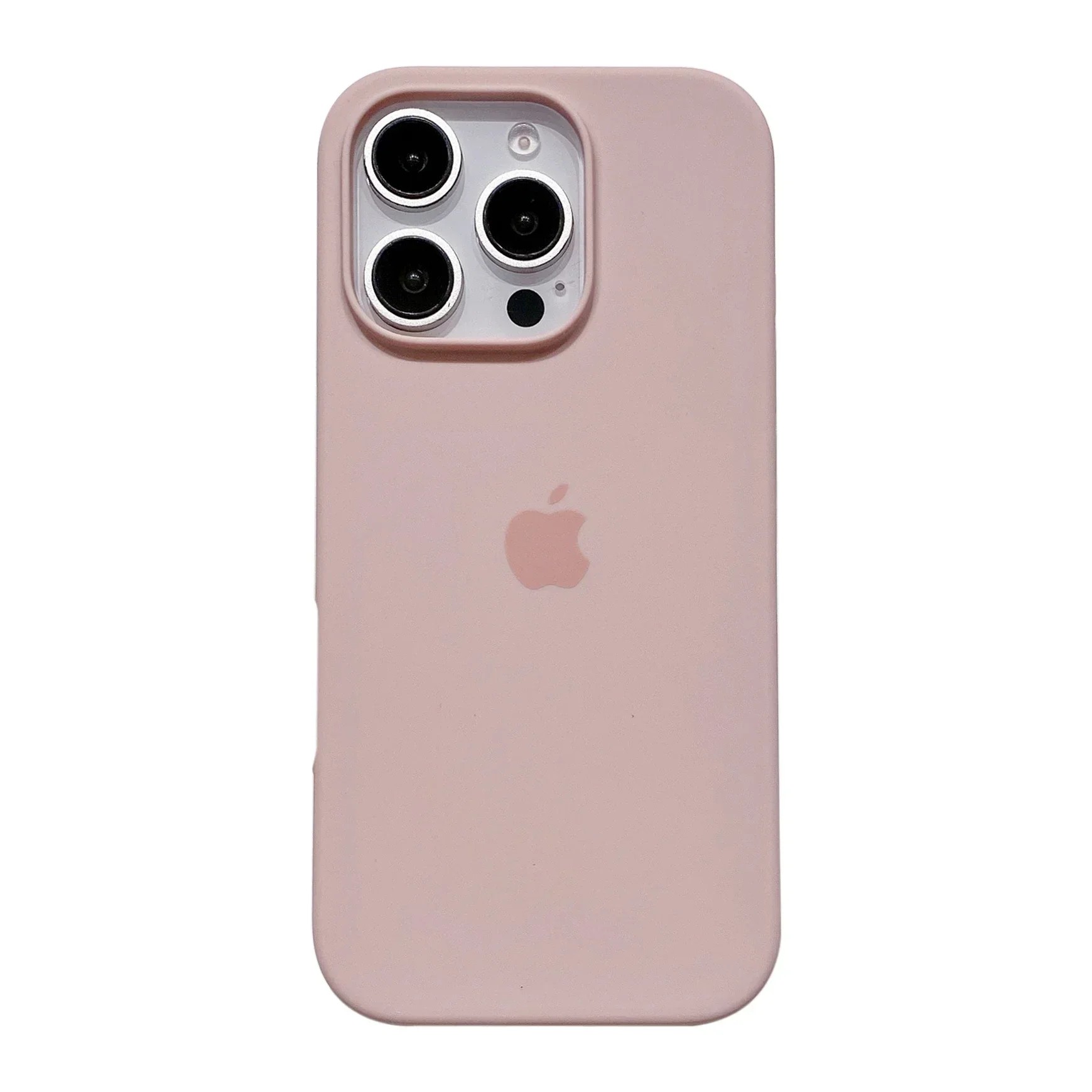 iPhone 13 Uyumlu Logolu Lansman Kılıf Pudra