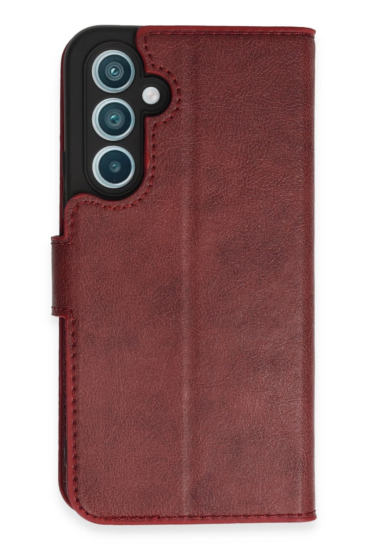  Samsung Galaxy A34 5G Deri Cüzdan Kılıf, Koruyucu Kapaklı Kılıf - Kırmızı