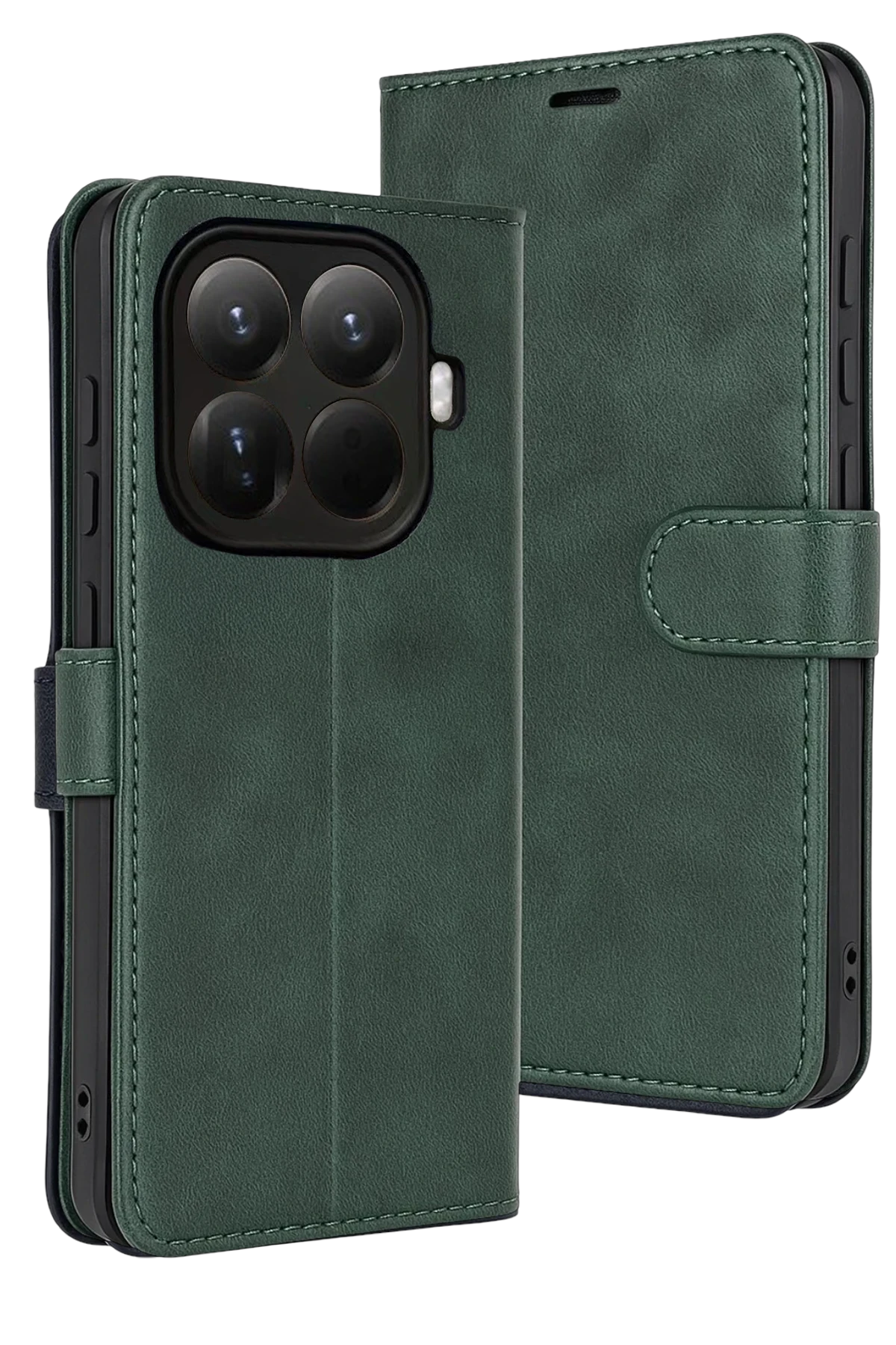 Xiaomi Mi 15T Pro Deri Cüzdan Kılıf, Koruyucu Kapaklı Kılıf - Yeşil