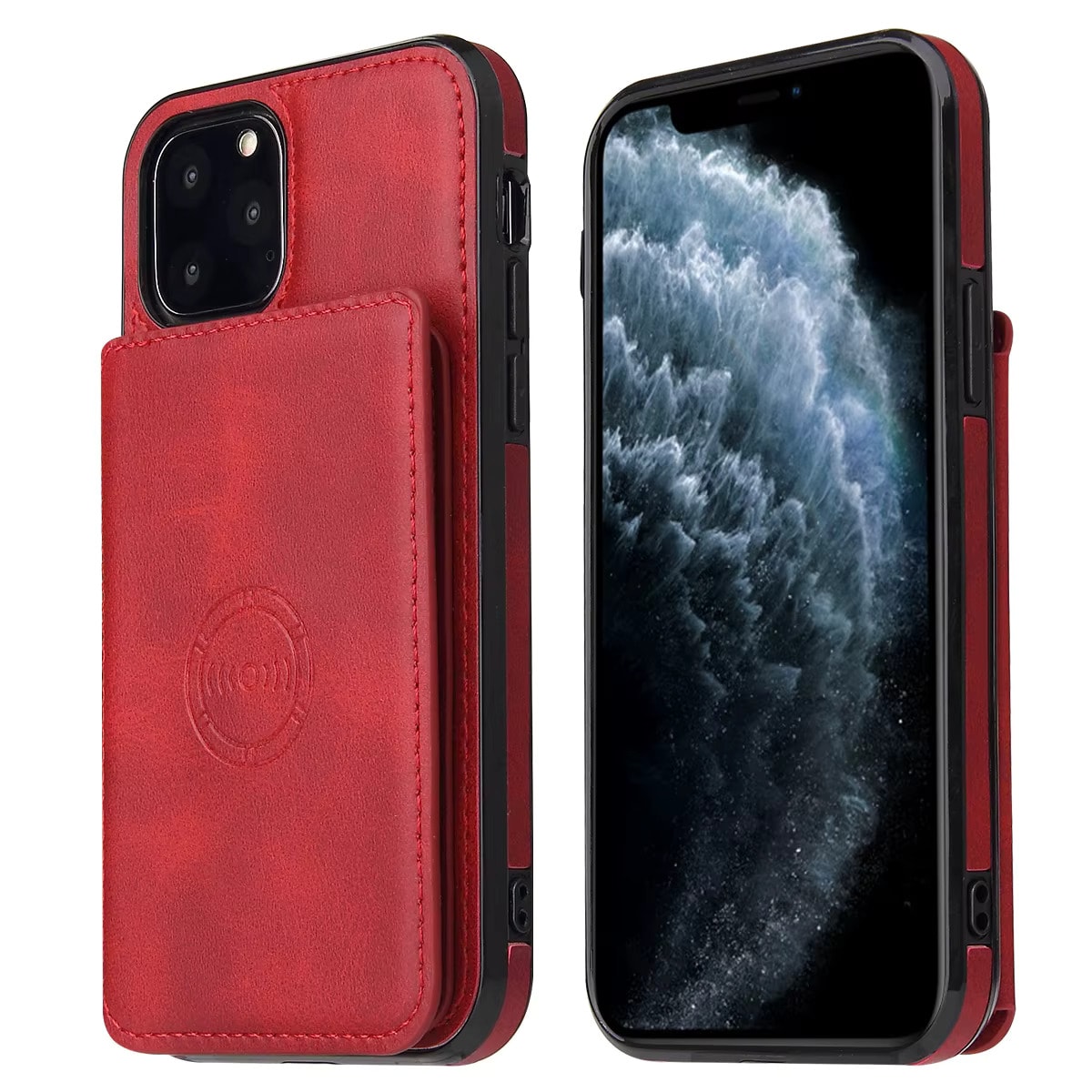 Iphone 12 Pro Max Deri Kapaklı Darbelere Dayanıklı Cüzdanlı Kılıf - Siyah