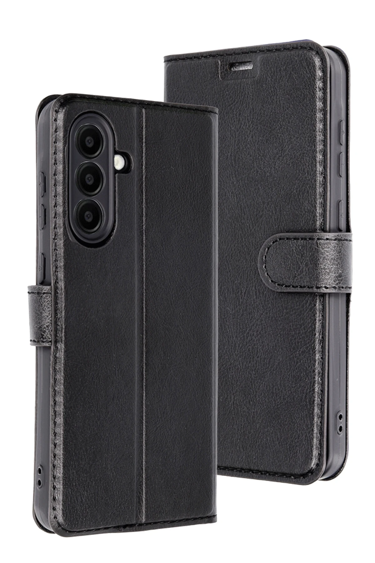 Samsung Galaxy A56 5G Deri Cüzdan Kılıf, Koruyucu Kapaklı Kılıf - Siyah