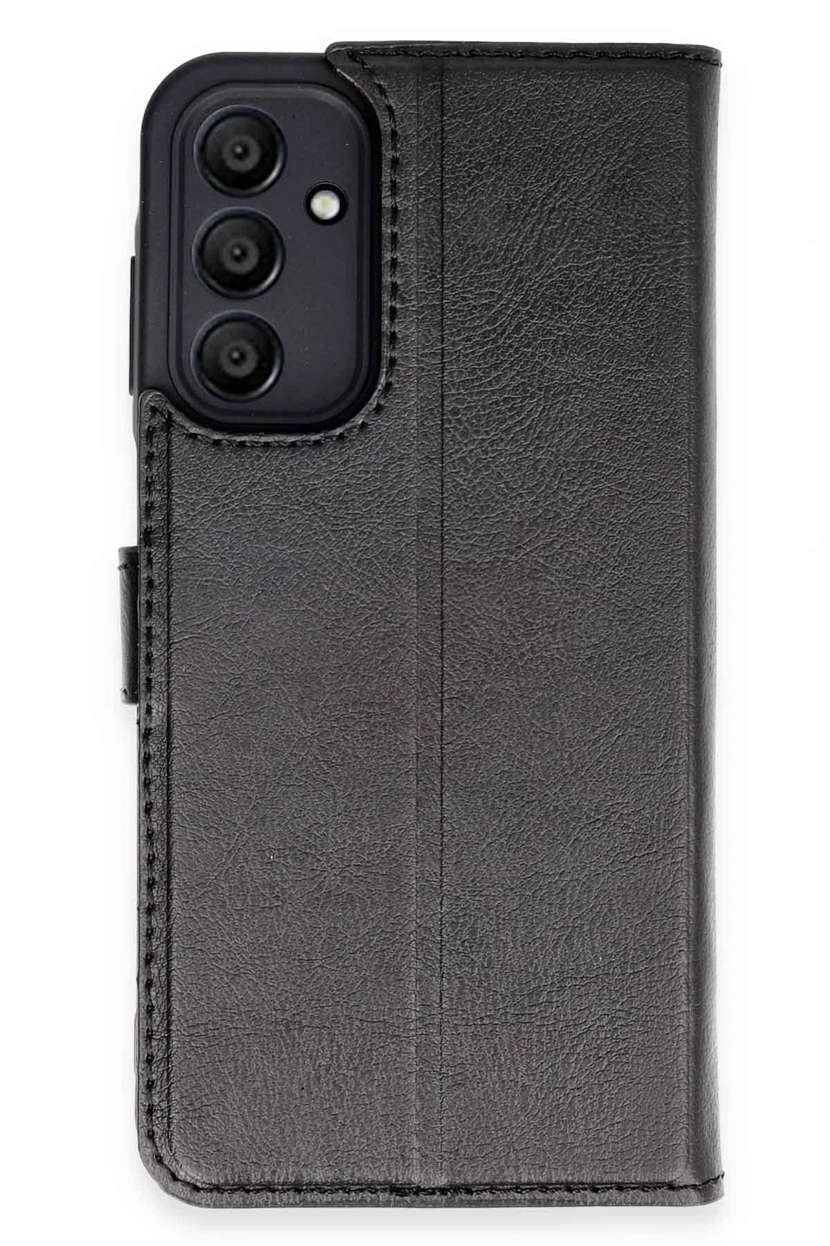 Samsung Galaxy A55 5G Deri Cüzdan Kılıf, Koruyucu Kapaklı Kılıf - Siyah