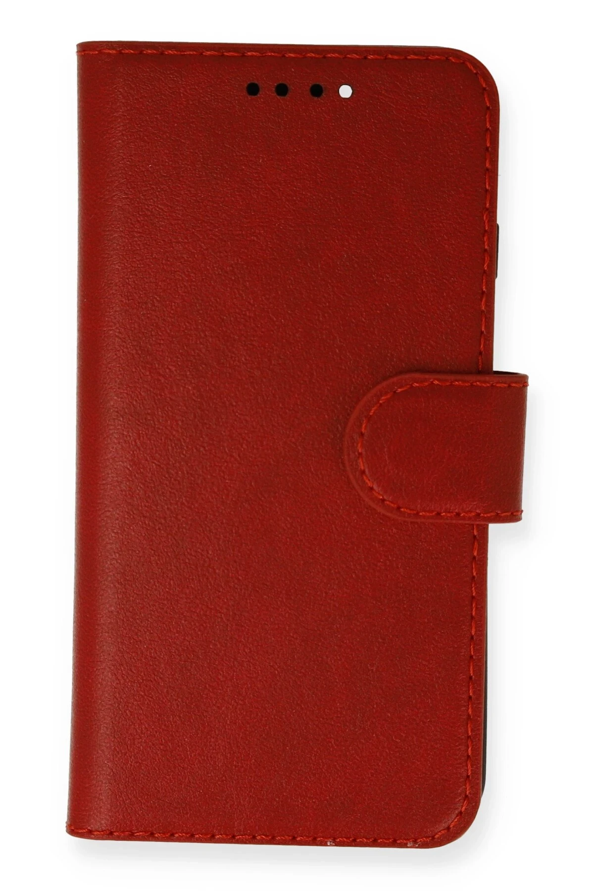 iPhone 13/14 Deri Cüzdan Kılıf, Koruyucu Kapaklı Kılıf - Kırmızı