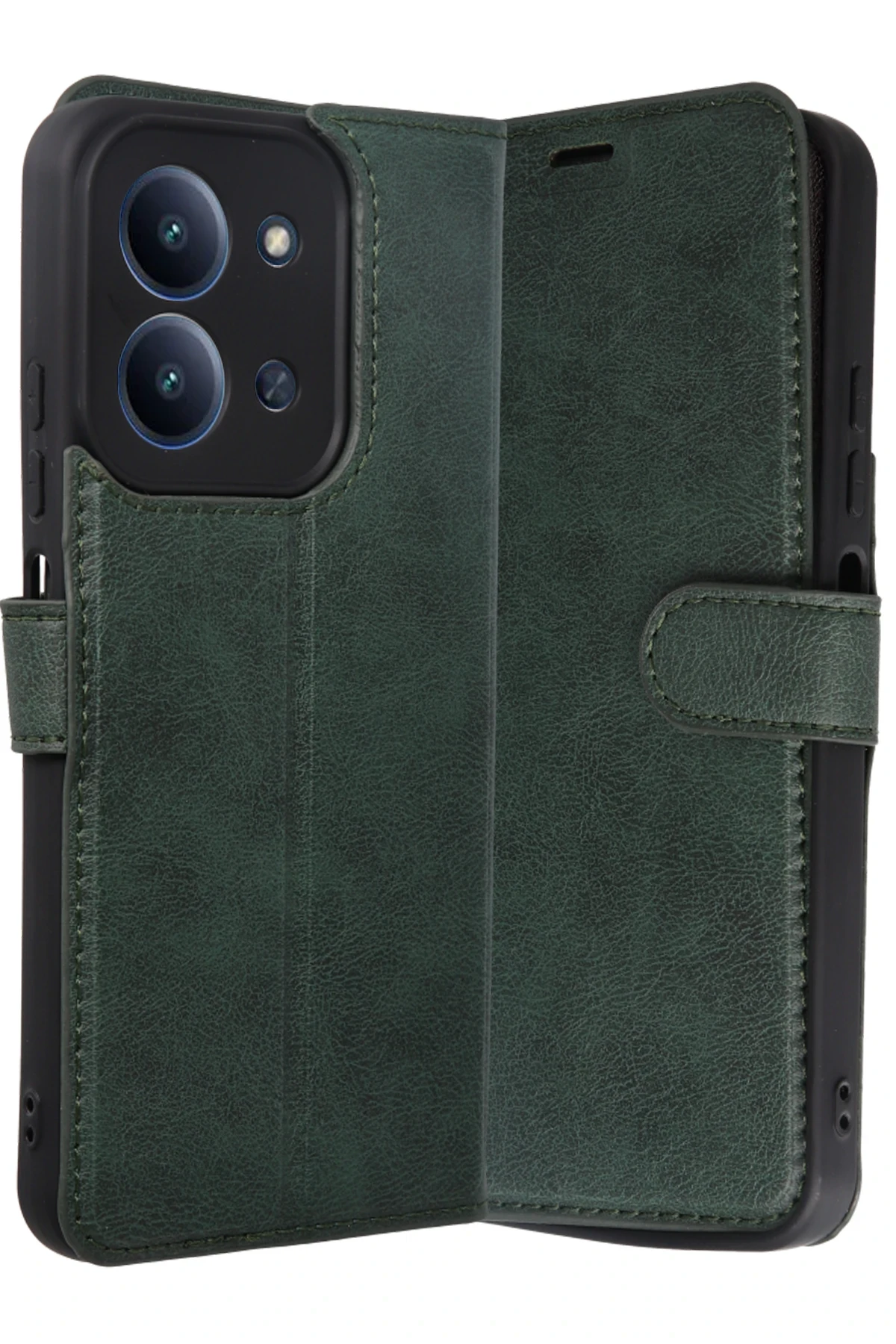 Xiaomi Redmi 15C 4G Deri Cüzdan Kılıf, Koruyucu Kapaklı Kılıf - Yeşil