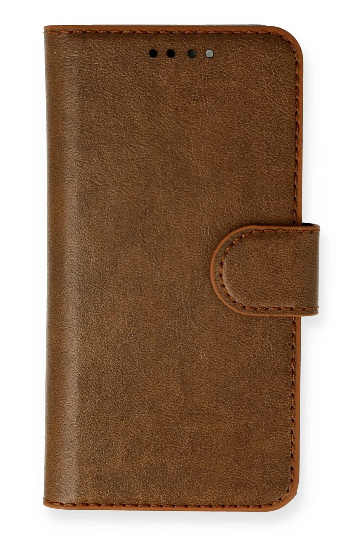 iPhone 13/14 Deri Cüzdan Kılıf, Koruyucu Kapaklı Kılıf - Taba