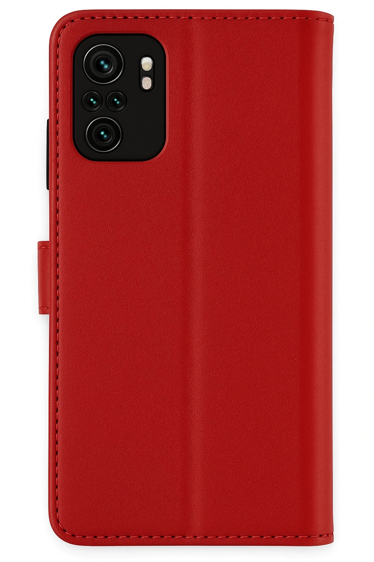 Xiaomi Mi Note 10 Deri Cüzdan Kılıf, Koruyucu Kapaklı Kılıf - Kırmızı