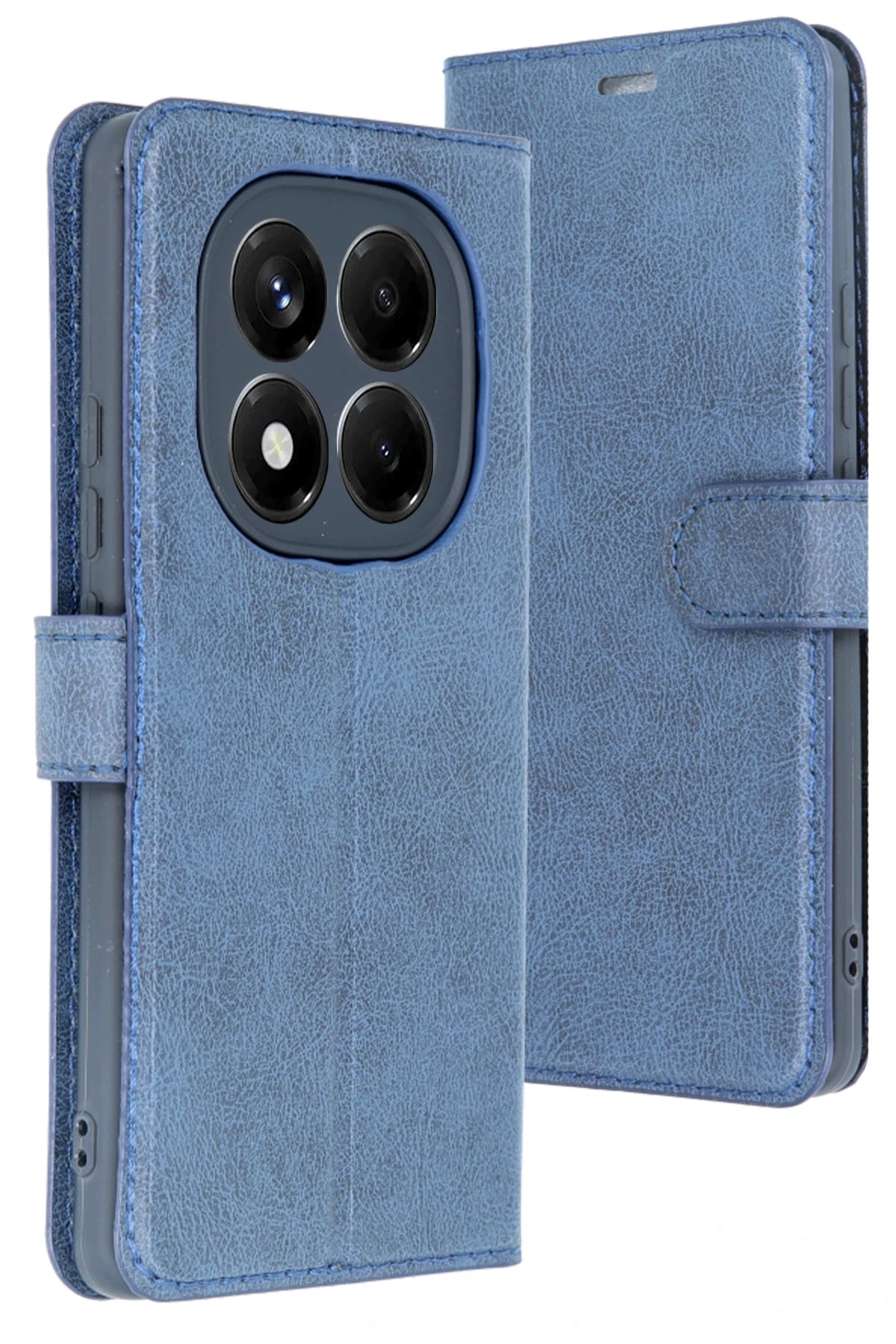 Xiaomi Redmi Note 14 4G  Deri Cüzdan Kılıf, Koruyucu Kapaklı Kılıf - Lacivert