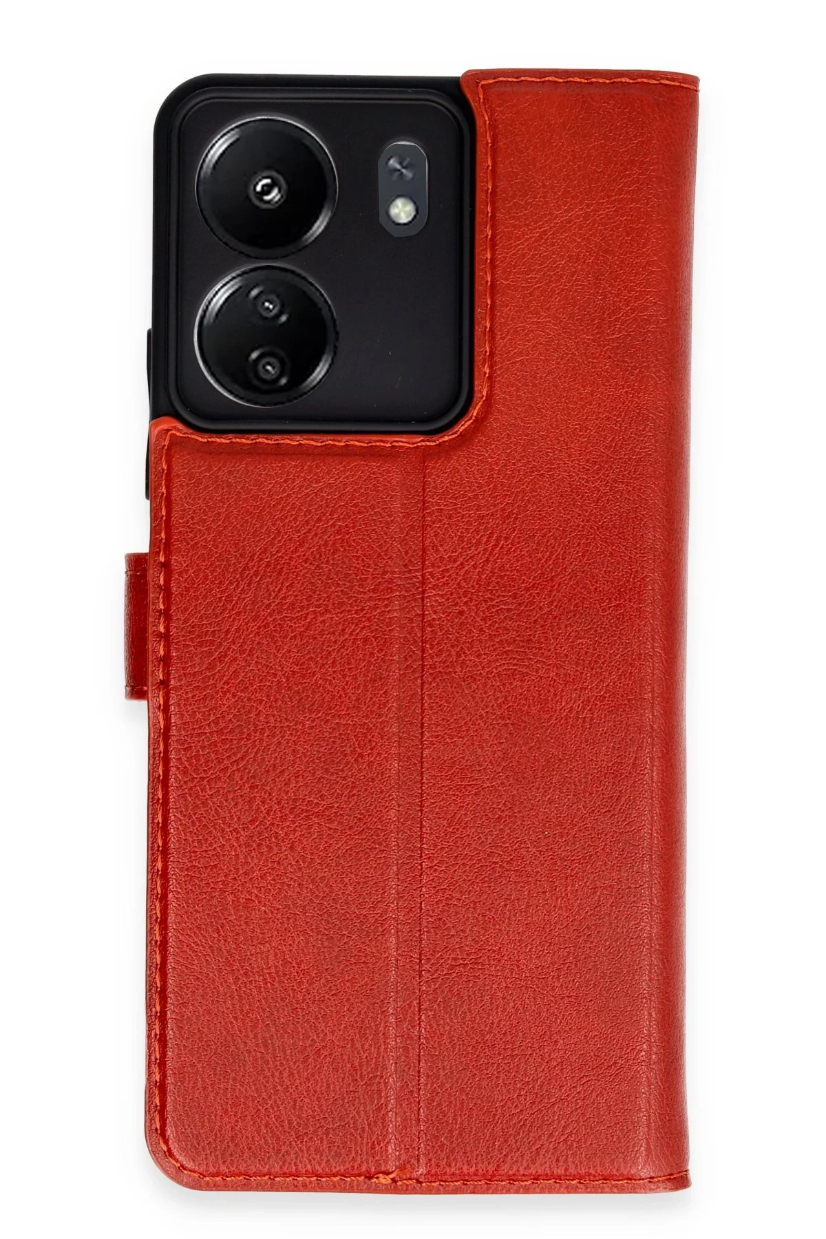 Xiaomi Redmi 13C Deri Cüzdan Kılıf, Koruyucu Kapaklı Kılıf - Kırmızı