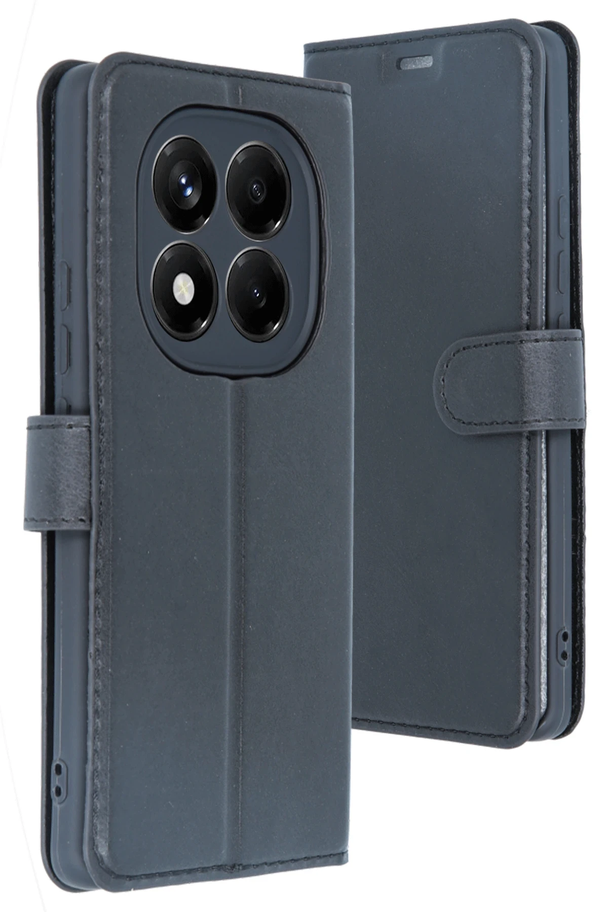 Xiaomi Redmi Note 14 4G  Deri Cüzdan Kılıf, Koruyucu Kapaklı Kılıf - Siyah