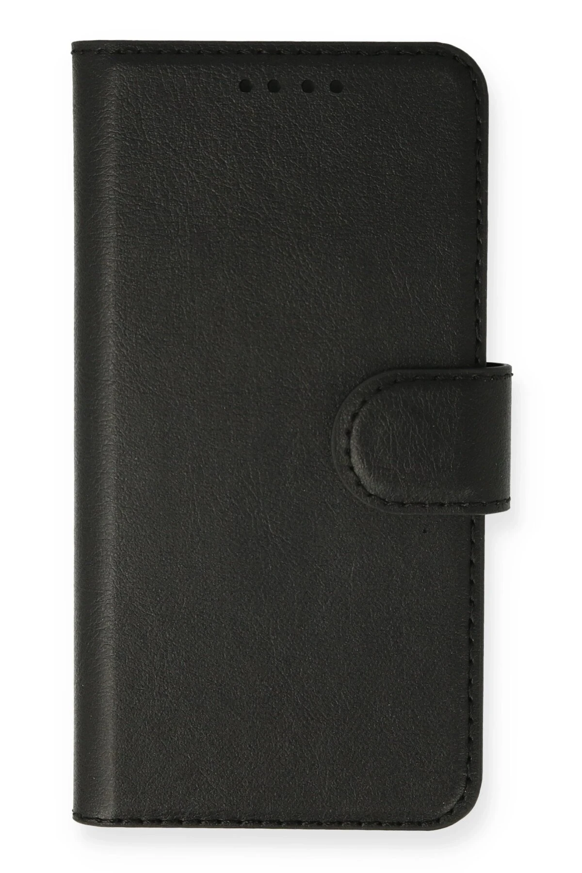 iPhone 13/14 Deri Cüzdan Kılıf, Koruyucu Kapaklı Kılıf - Siyah