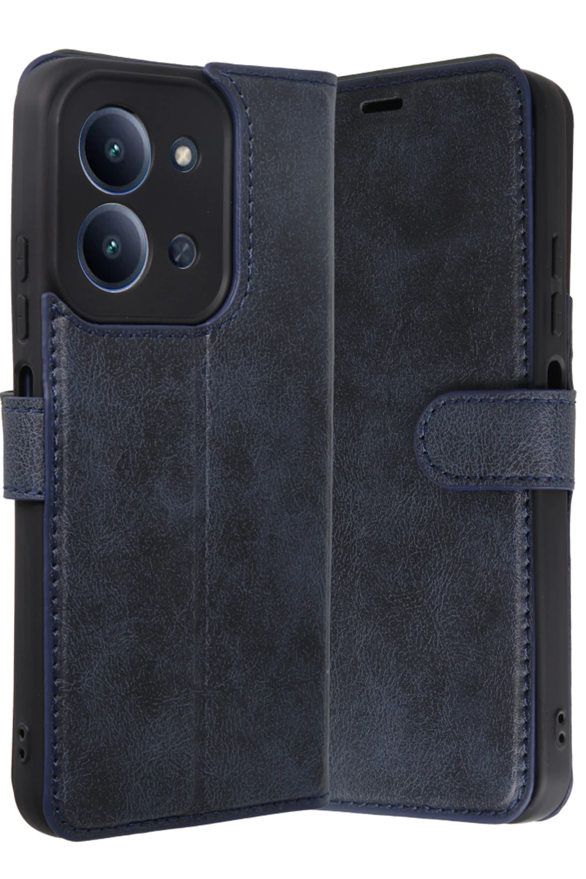 Xiaomi Redmi 15C 4G Deri Cüzdan Kılıf, Koruyucu Kapaklı Kılıf - Lacivert
