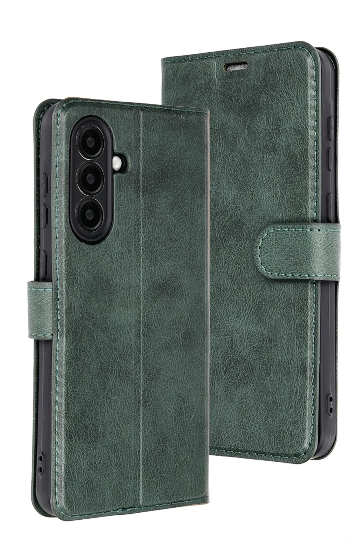 Samsung Galaxy A24 4G Cüzdan Kılıf, Koruyucu Kapaklı Kılıf - Yeşil