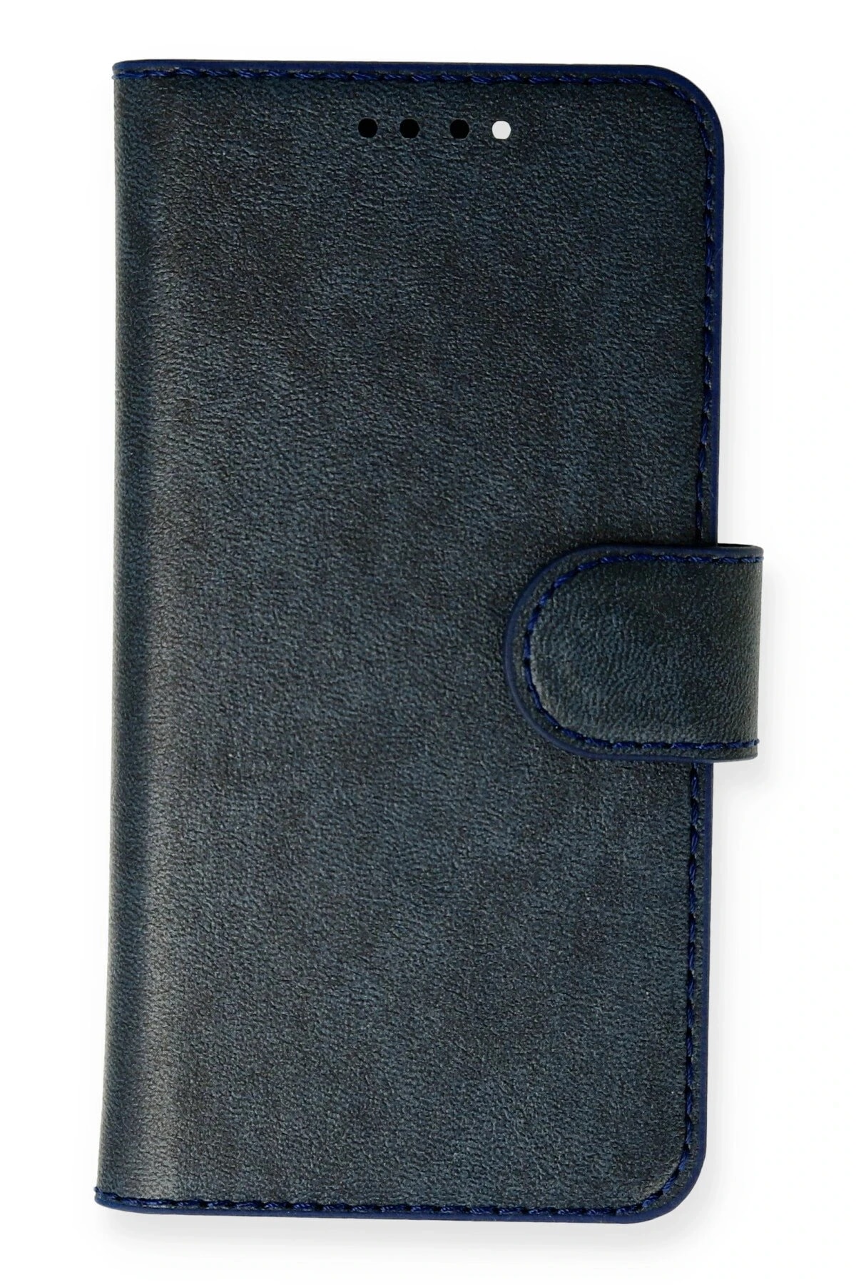 iPhone 13/14 Deri Cüzdan Kılıf, Koruyucu Kapaklı Kılıf - Lacivert