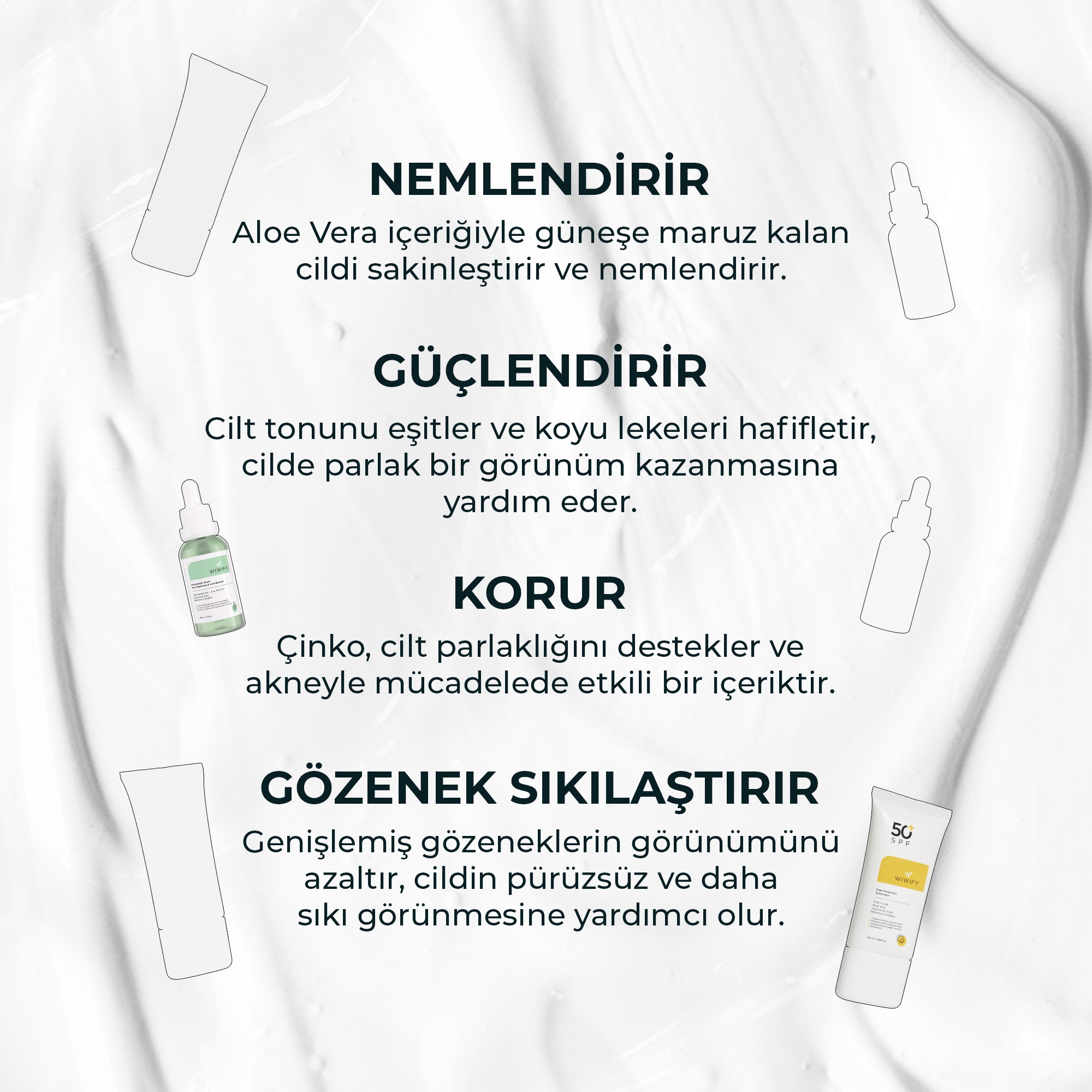 Yağlı ve Geniş Gözenekli Ciltler İçin Güneş Kremi, Niacinamide Serum Cilt Bakım Seti