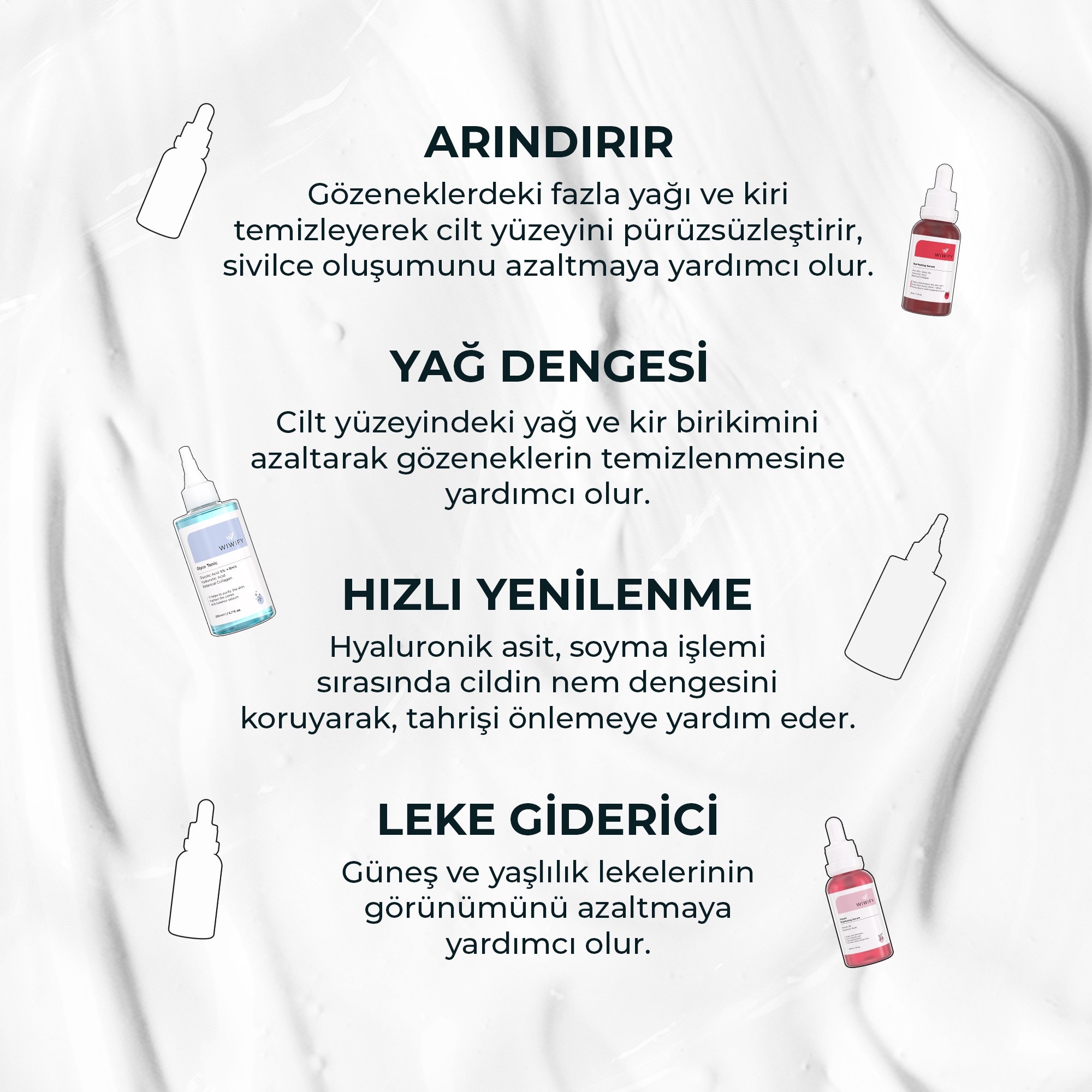 Lekeli Ciltler İçin Tonik, Red Peeling Serum, Arbutin Serum Cilt Bakım Seti