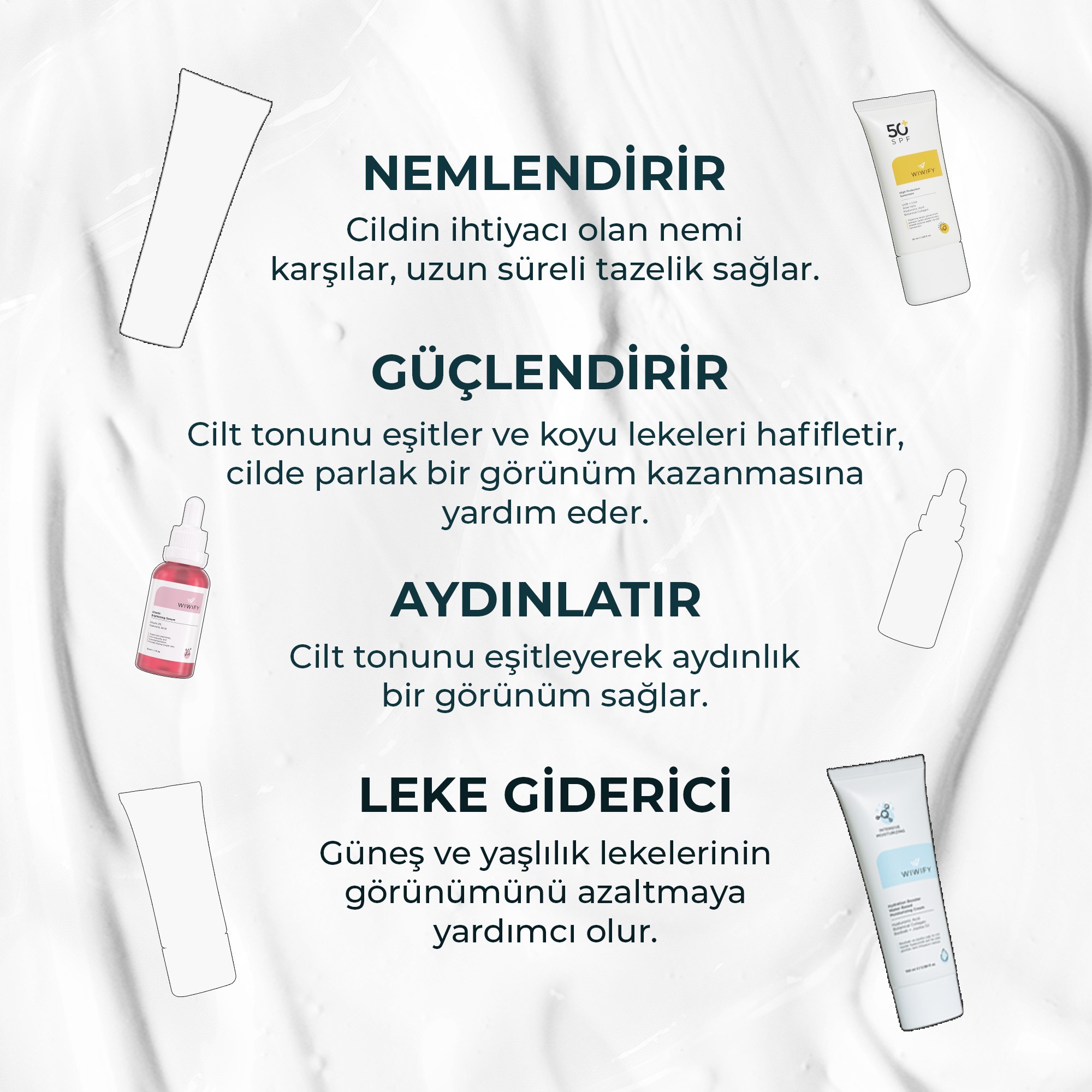 Cilt Tonu Eşitsizlikleri ve Lekeleri İçin Nemlendirici, Güneş Kremi ve Arbutin Serum Cilt Bakım Seti