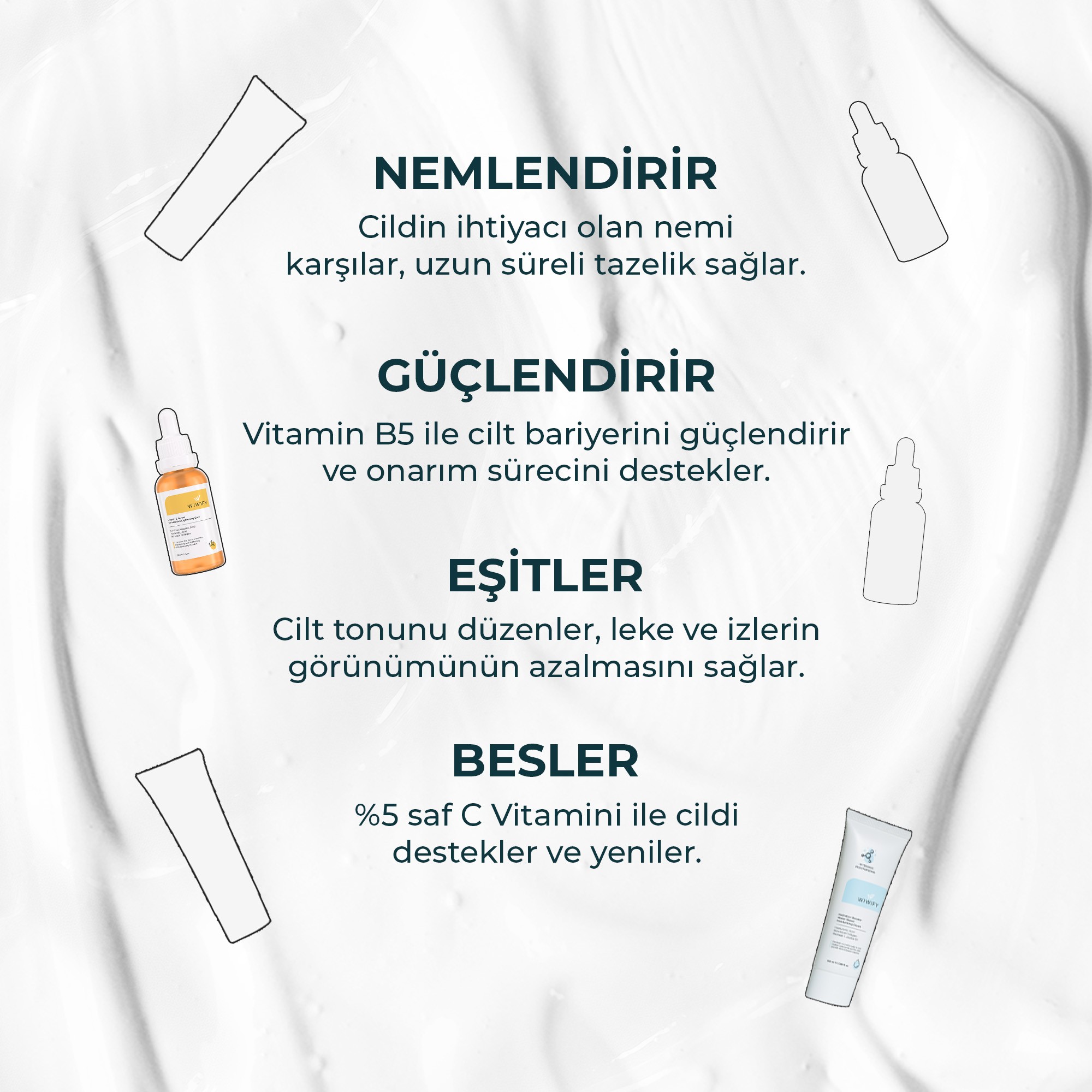 Derin Nem ve Canlandırma İçin Nemlendirici Krem, C Vitamini Serumu Cilt Bakım Seti