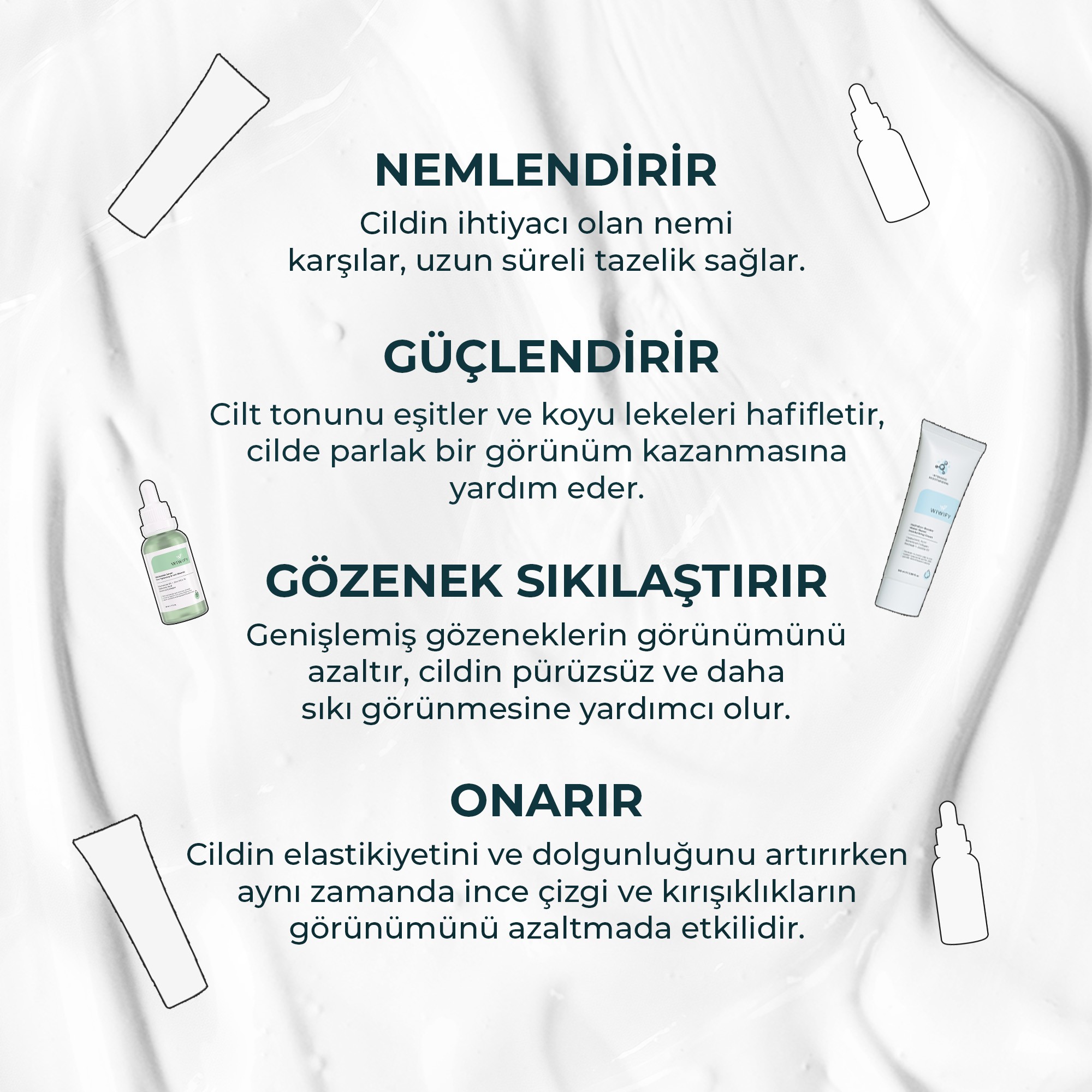 Kuru ve Soluk Ciltler İçin Nemlendirici, Güneş Kremi ve Hyaluronik Asit Serum Cilt Bakım Seti