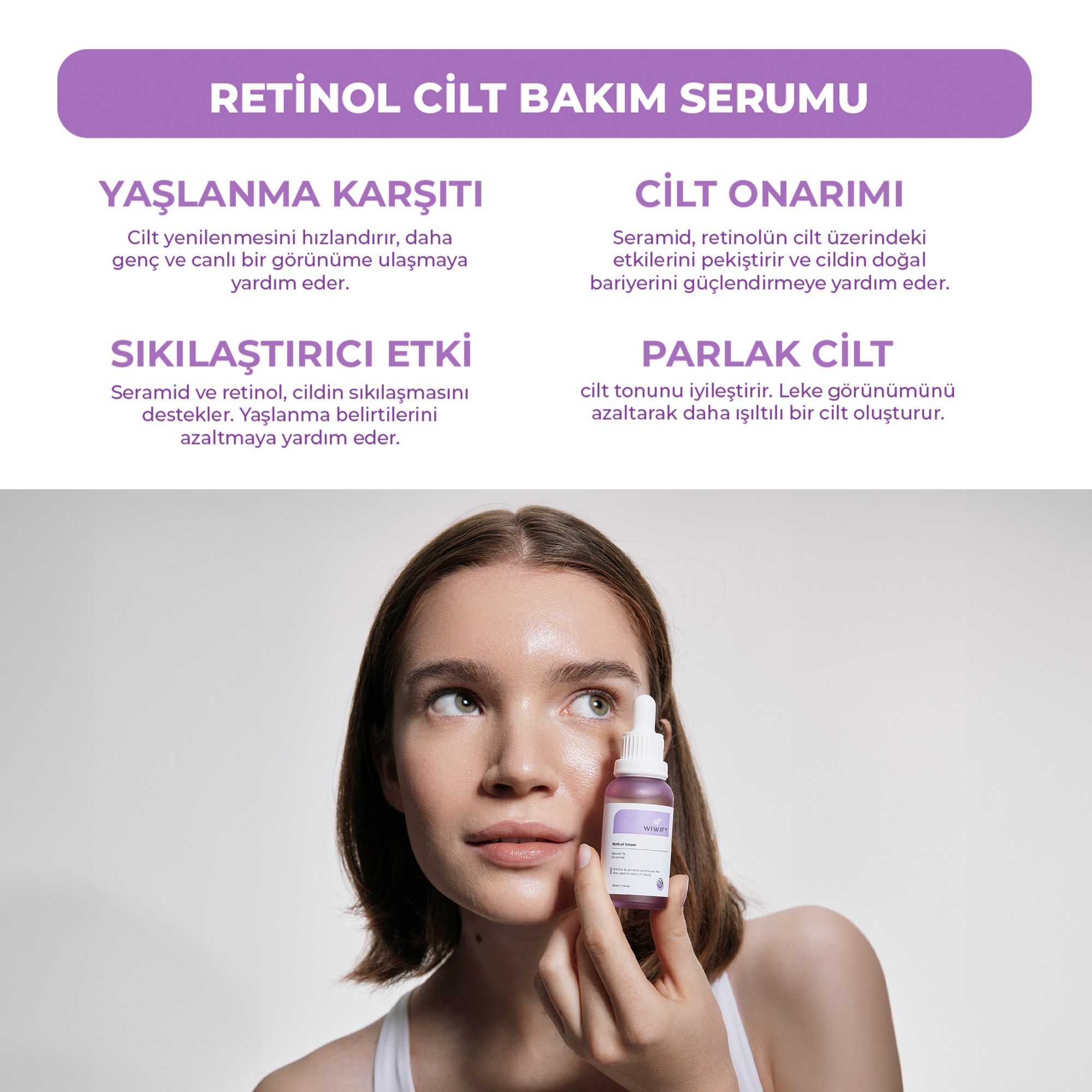 Yaşlanma Karşıtı, Kırışıklık Giderici ve Onarıcı Retinol Cilt Bakım Serumu 30 ml