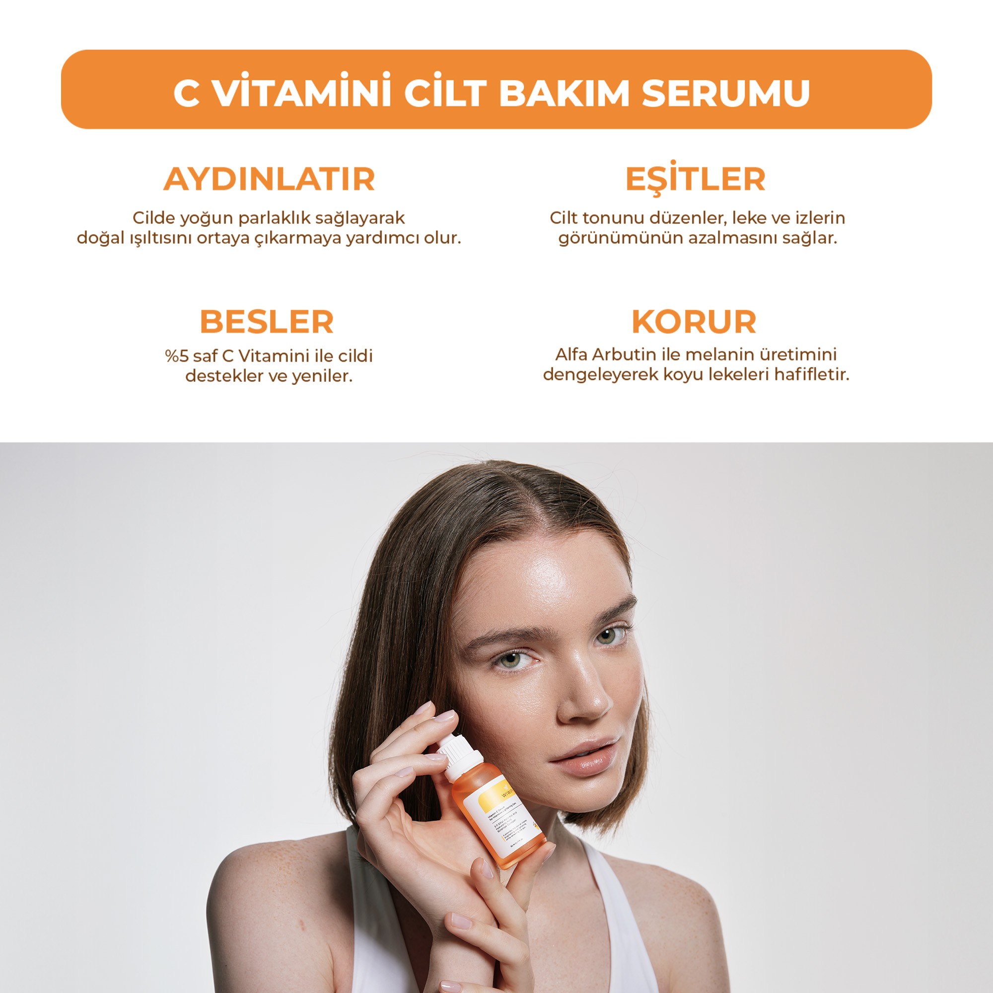 Aydınlatıcı ve Cilt Tonu Eşitleyici C Vitamini Cilt Bakım Serumu 30 ml