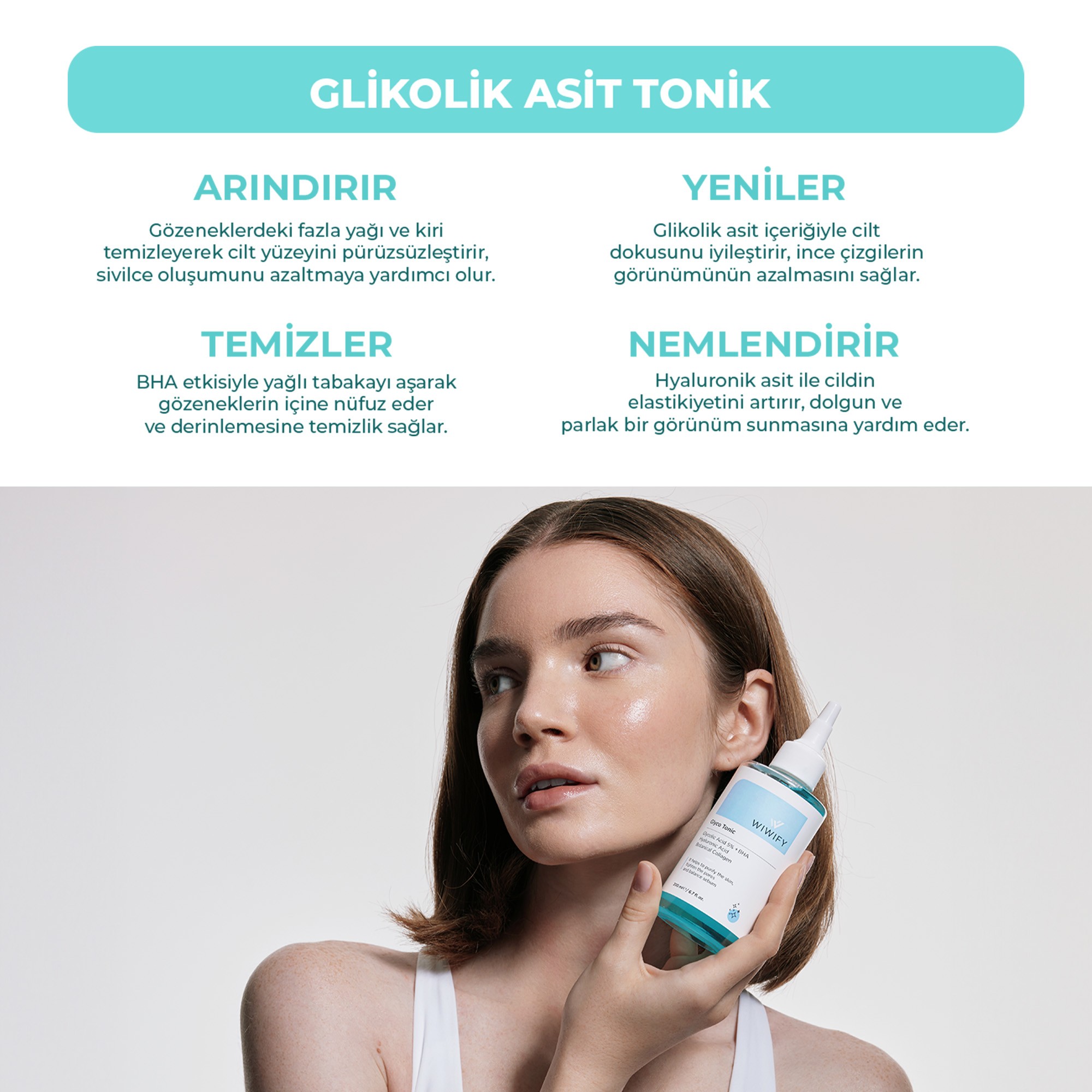 Cilt Yenileyici ve Gözenek Sıkılaştırıcı, Siyah Nokta Karşıtı Glikolik Asit Tonik 200 ml