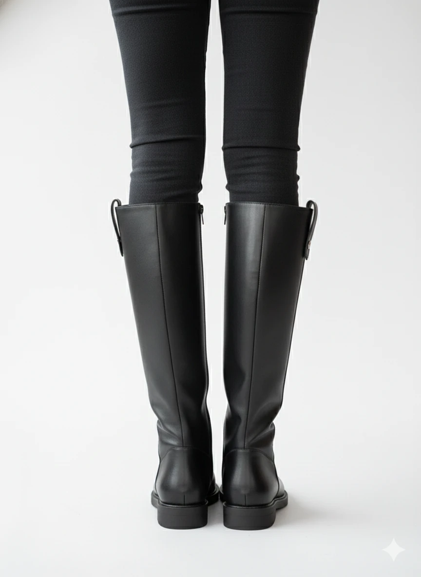 TROK DETAYLI RAHAT VE ŞIK GENİŞ BALDIR UYGUN KADIN ÇİZME TMD2025501