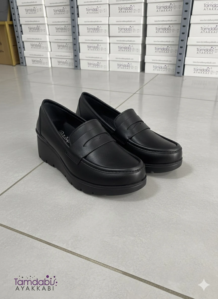 SİYAH HAKİKİ DERİ ANATOMİK TABAN GÜNLÜK RAHAT VE ŞIK KADIN AYAKKABI TMD202527