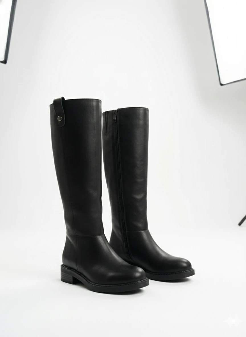 TROK DETAYLI RAHAT VE ŞIK GENİŞ BALDIR UYGUN KADIN ÇİZME TMD2025501