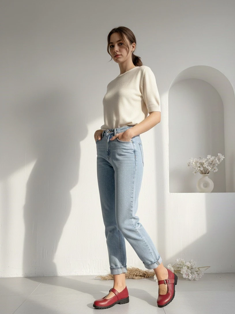 HAKİKİ DERİ BORDO KADIN BABET TMD202566