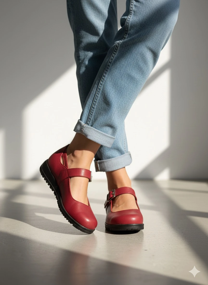 HAKİKİ DERİ BORDO KADIN BABET TMD202566