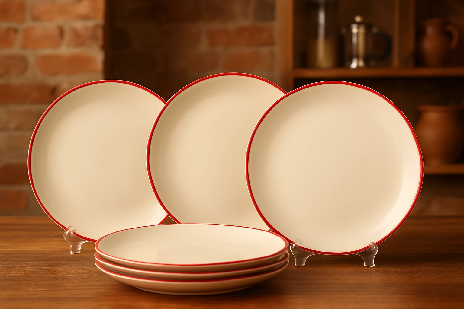 Sesamos 6 lı Pasta Seti- 20 Cm. Petrol Kırmızı