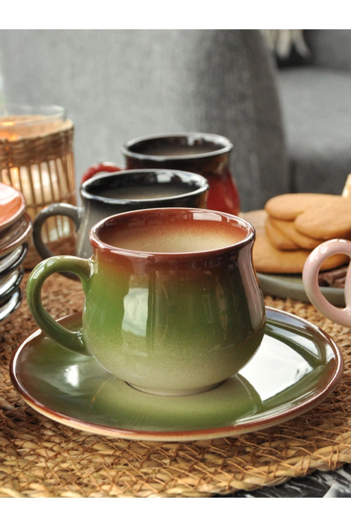 Aydıncık Renkli 6 lı Kahve Fincan Takımı 150 Ml