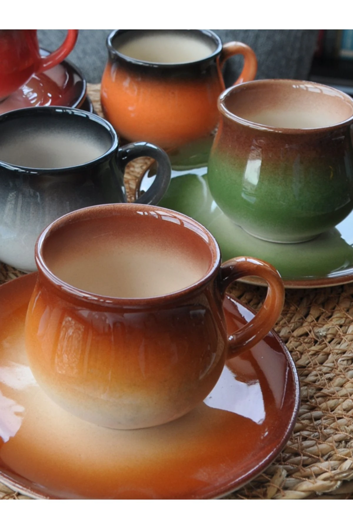 İmroz Renkli 6 lı Kahve Fincan Takımı 150 ml.