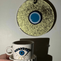 Handmade Eyes On Tabaklı Fincan 180 Ml. 1 Adet