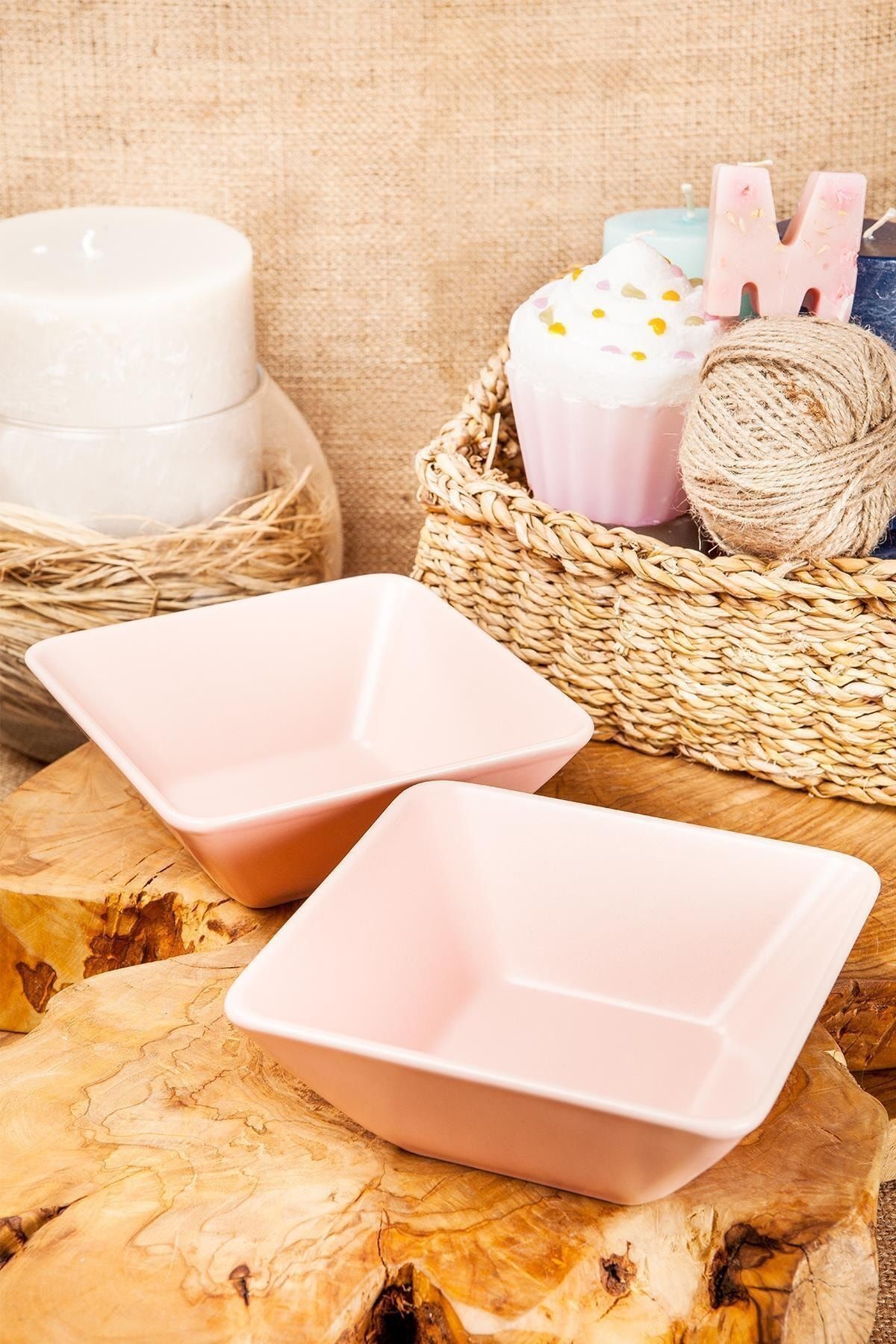 Cera'n Siera Kare- 2'li 15 Cm.- Açık Pembe