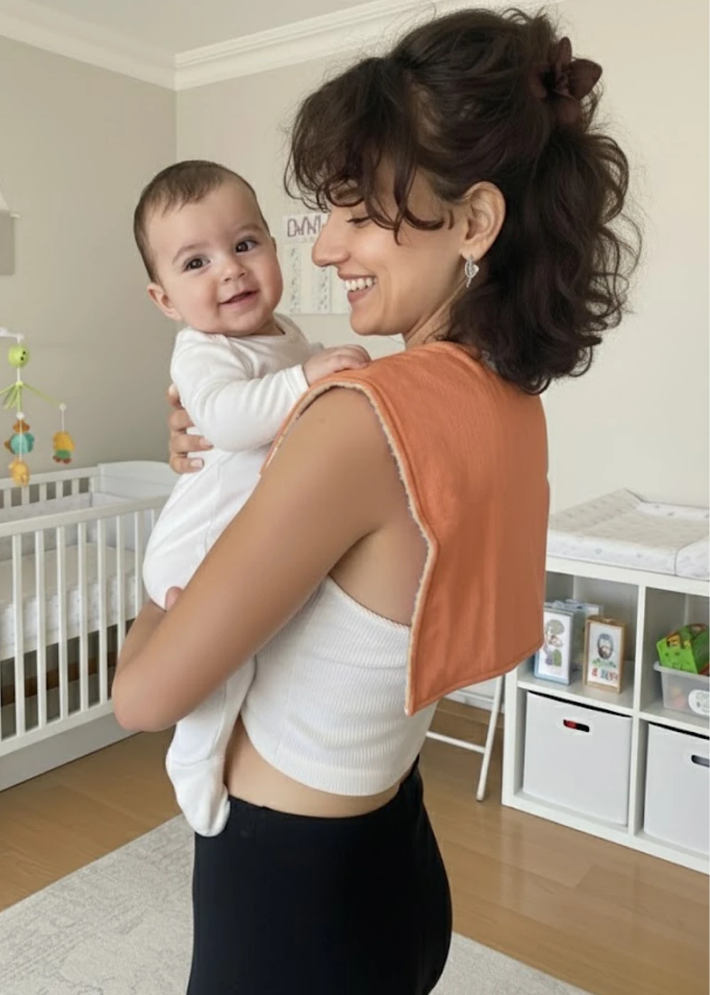 Çift Yönlü Müslin ve Havlu Omuz Bezi – 2’li Set | Organik 50x20 cm - Bej-Kiremit