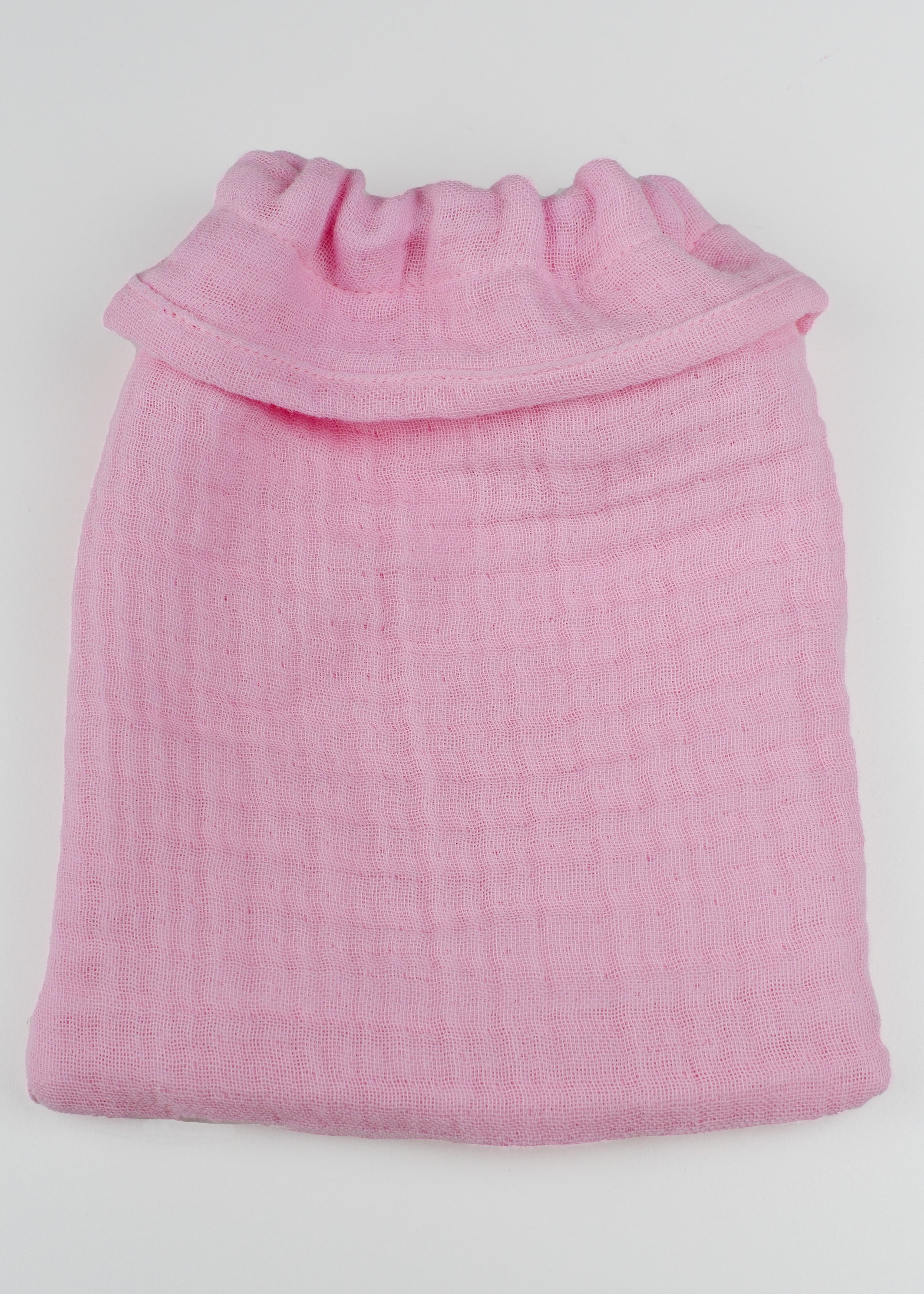 Müslin Bebek Banyo Lifi – Yumuşak, Lastikli Bilek, %100 Pamuk - pembe