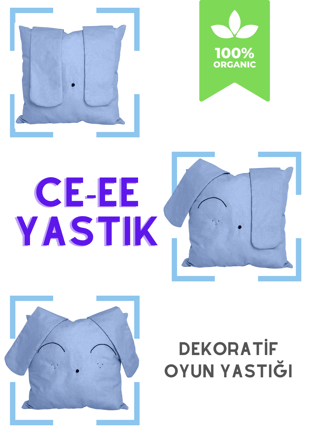 Dekoratif Oyun Yastığı %100 Pamuklu Bebek Oyun Yastığı, Ce-ee Uykuya Yardımcı Bebek Kırlent