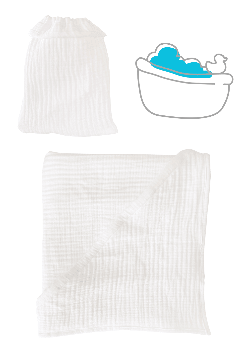 Bebek Havlu ve Kese Seti - %100 Organik Muslin Banyo Kese ve Havlu Seti