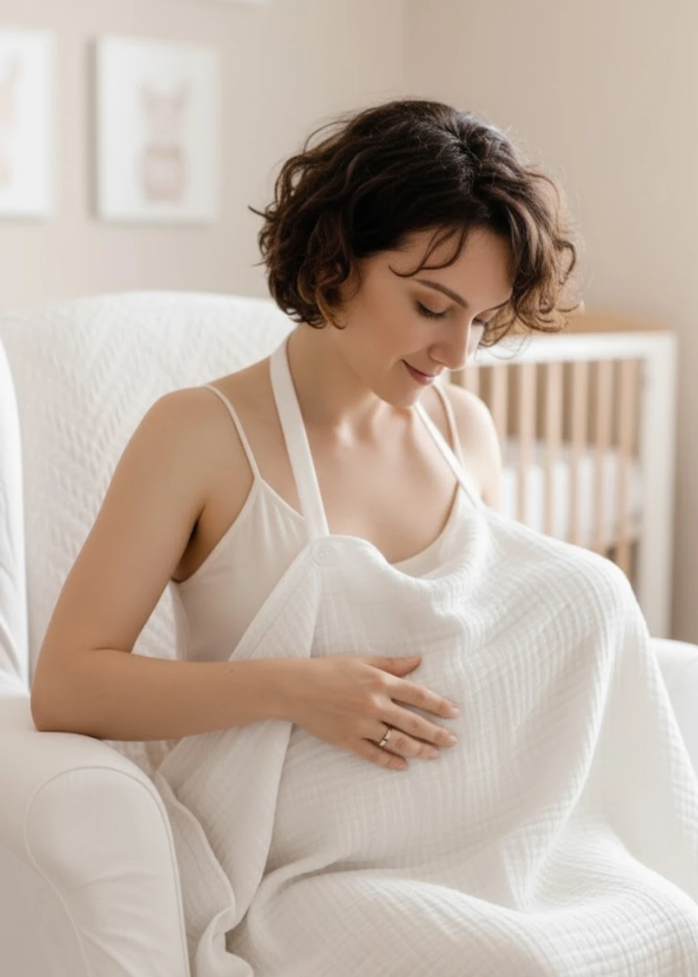 4 Katlı Müslin Emzirme Örtüsü – Geniş, İç Göstermez, Çıtçıtlı