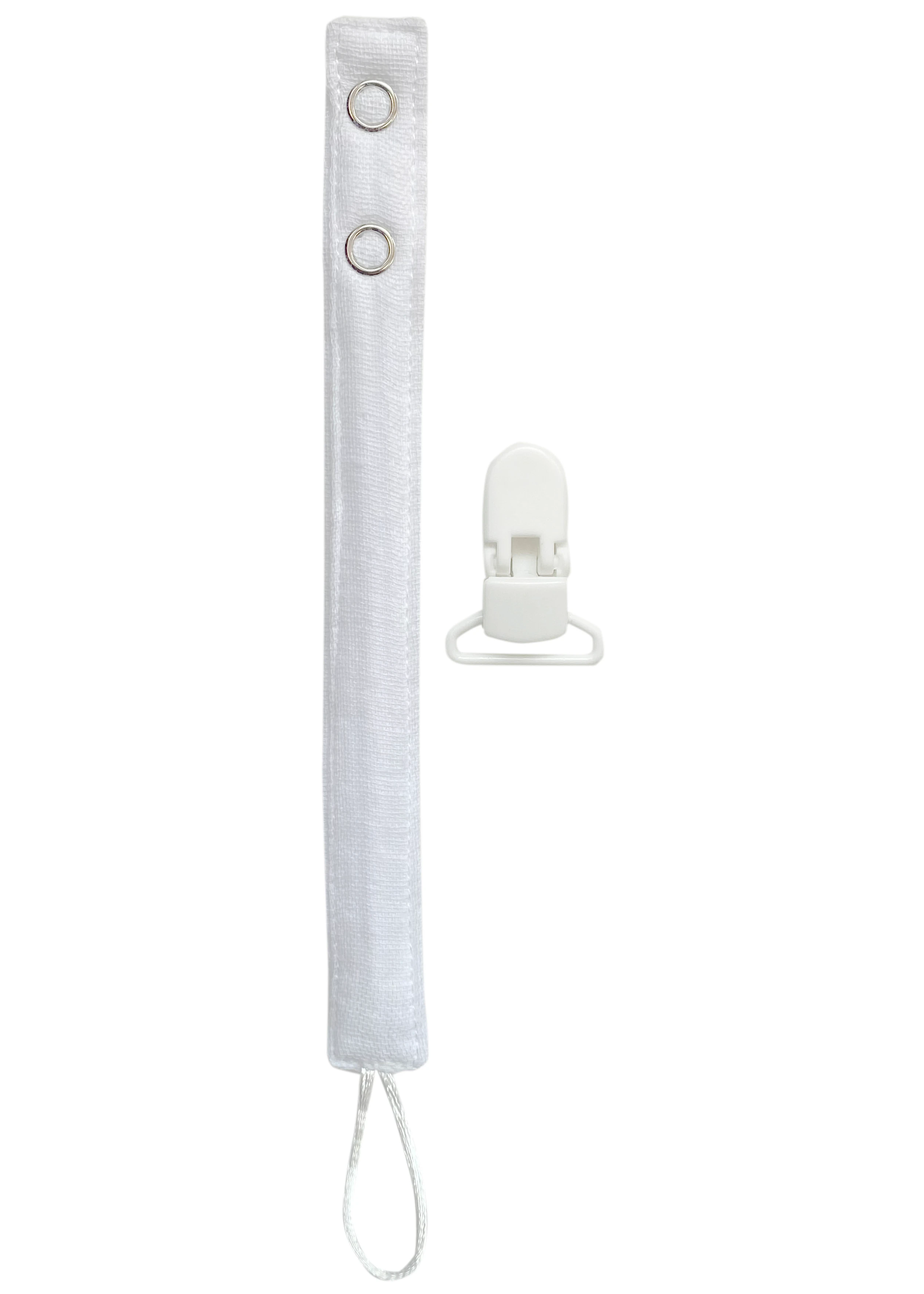 Pamuk Müslin Bebek Emzik Askısı - 1 Plastik Klips, Kolay Açılır Emzik Tutacağı / Zinciri | 2x25 cm